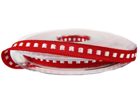 Taśma 7mm tkana BOX STITCH czerwona