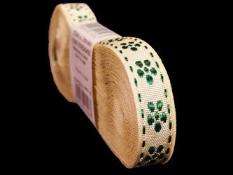 Taśma 10mm żakard KWIAT zielona