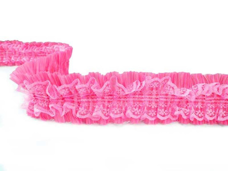 Taśma 50mm elastyczna koronka & tafta róż