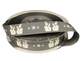 Wstążka 15mm tafta SNOWMAN popiel