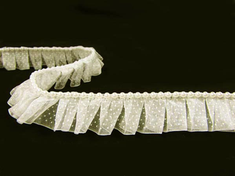 Taśma 2cm falbana organtyna & perła ecru