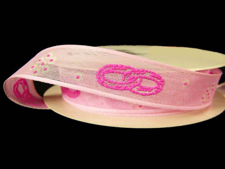 Wstążka 16mm organtyna OBRĄCZKI róż