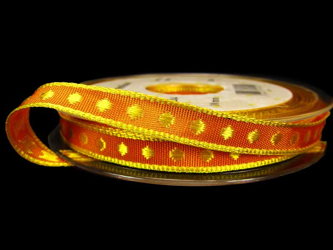 Wstążka 10mm tkana KROPKA pomarańczowa