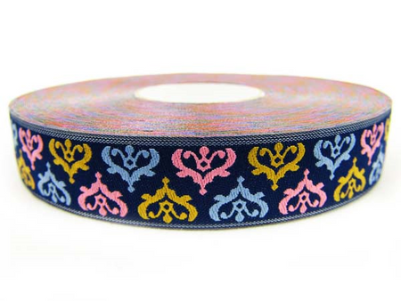 Taśma 18mm żakard LILIE granatowa