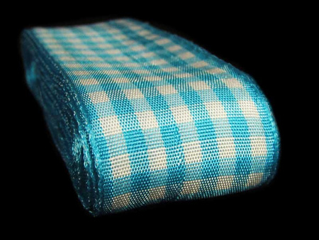 Wstążka 40mm kratka turkus