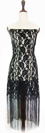 Koronka 150cm poliestrowa FLORES czarna