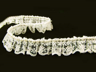 Taśma 2cm falbanka koronka & perła ecru
