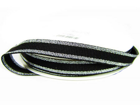 Taśma 9mm ryps LAMPAS czarno-srebrna