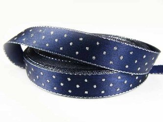 Wstążka 15mm atłas KROPKI rexor granat