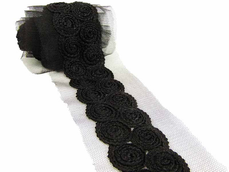 Taśma 3,5cm tiulowa ESY-FLORESY czarna