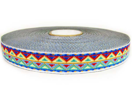Taśma 16mm żakard Aztec niebieska