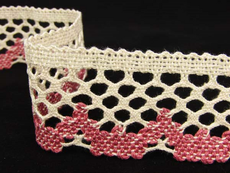 Koronka 4,7cm bawełniana naturalno-różowa