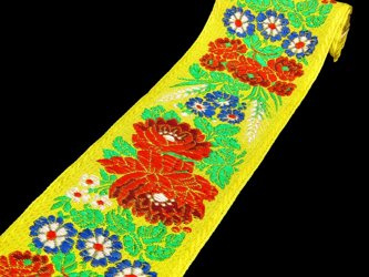 Taśma 70mm żakard RÓŻA żółta