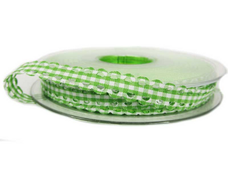 Wstążka 10mm poly WYCINANKA PEPITO pistacjowa