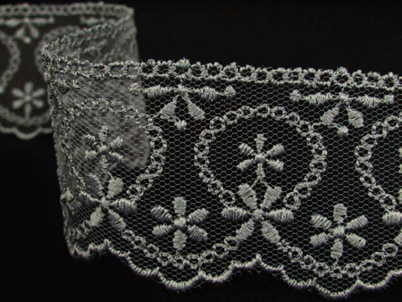 Koronka 4cm tiulowa grafit