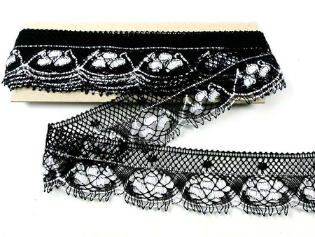 Koronka 5,5cm bawełniana czarno_biała