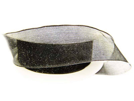 Wstążka 25mm organtyna BROKAT czarna