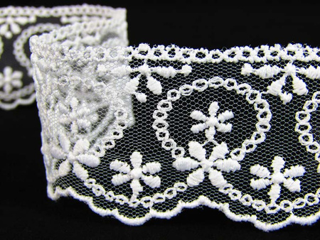 Koronka 4cm tiulowa biała