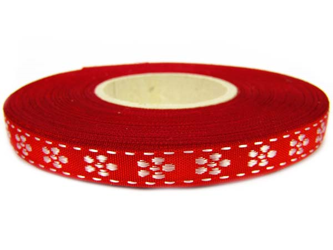 Taśma 10mm żakard KWIAT czerwona