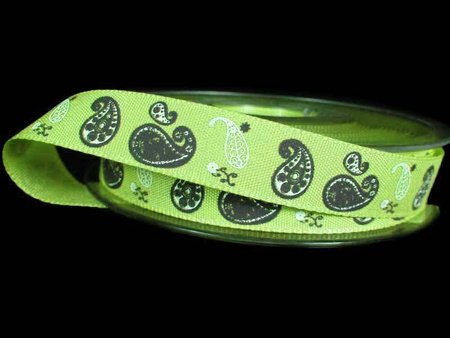 Wstążka 15mm tafta PAISLEY pistacja