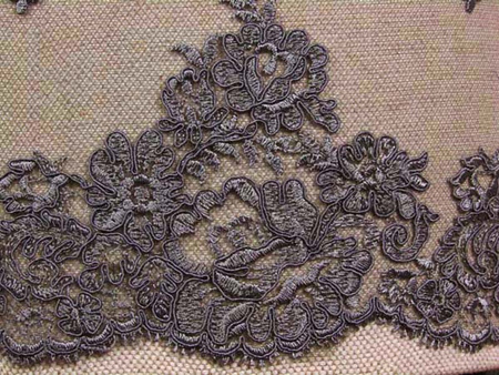 Koronka 140cm tiulowa haft koder grafit