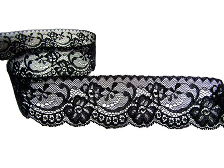Koronka 5,5cm stabilna czarna