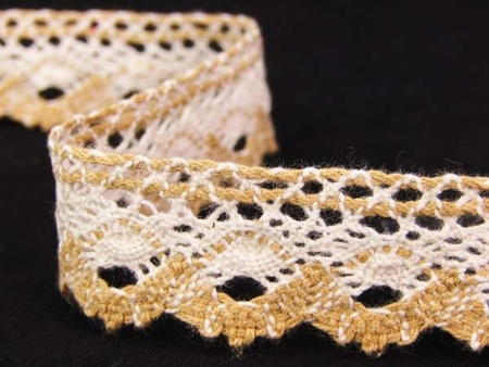 Koronka 2,5cm bawełniana naturalno-musztardowa