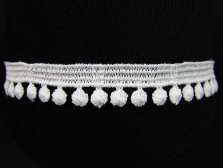 Taśma 1,3cm POMPONIK bawełna biała