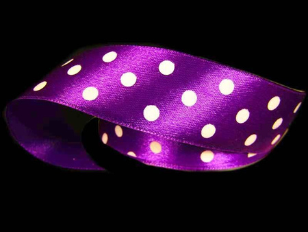 Wstążka 25mm atłas GROSZKI fiolet