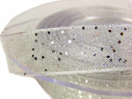 Wstążka 15mm organtyna BROKAT biała