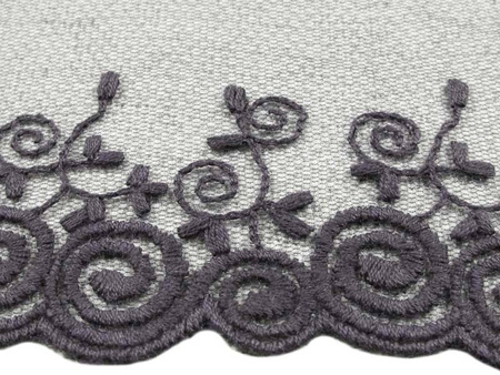 Koronka 10cm tiulowa grafit