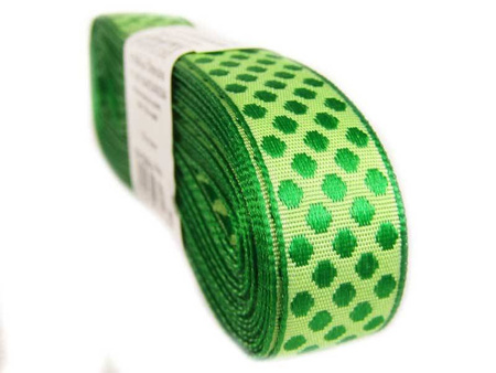 Taśma 15mm żakard KROPKA żywozielona