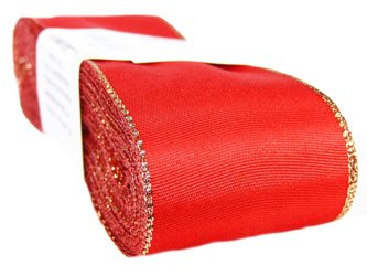 Wstążka 40mm tafta czerwono-złota