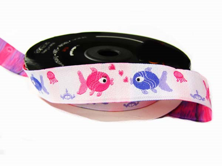 Tasma 16mm żakard RYBKA biała