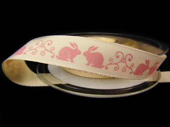 Wstążka 15mm tafta LITTLE RABBIT róż