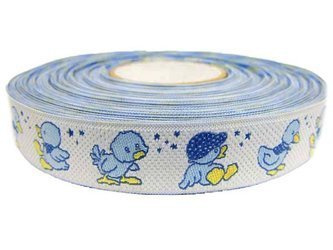 Taśma 16mm żakard KACZUSZKA błękitna