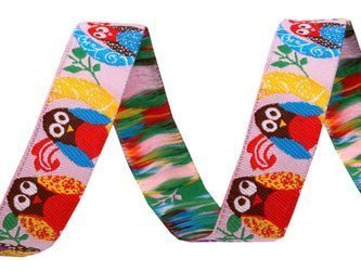 Taśma 16mm żakard SOWA róż