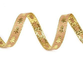 Taśma 10mm żakard lurex CHOINKA złota