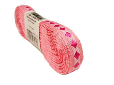 Taśma 10mm żakard ROMB róż