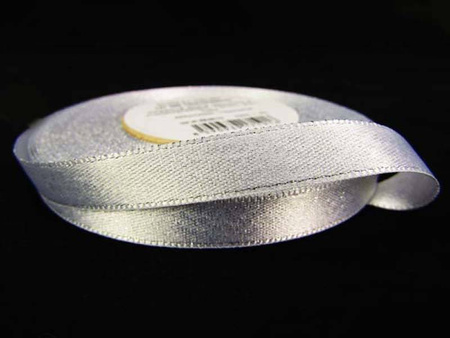 Wstążka 10mm atłas REXOR srebrna