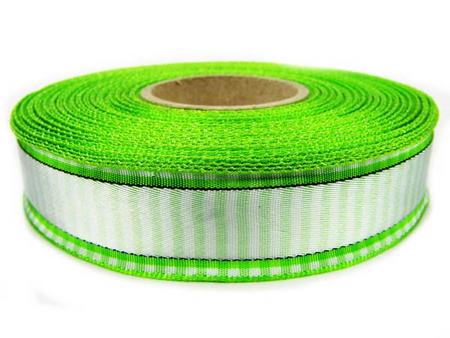 Wstążka 25mm tkana KRATKA zielony neon