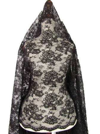 Koronka 140cm tiulowa podkład z koderem czarna