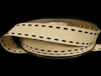 Taśma 1,5cm ryps natural stebnówka czarna