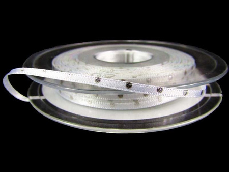 Wstążka 3mm atłas DOTTY biała