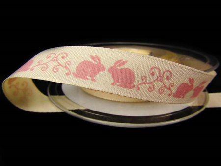 Wstążka 15mm tafta LITTLE RABBIT róż