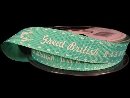 Wstążka 15mm tafta GREAT BRITISH BAKER mięta