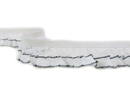 Falbanka 20mm elastyczna biało-czarna