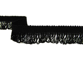Taśma 1,6cm frędzel bawełna czarna