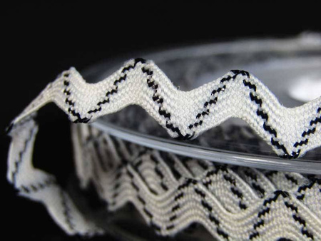 Taśma 10mm zygzak poliester jasny popiel