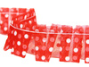 Taśma 2cm falbanka organtyna kropka czerwona